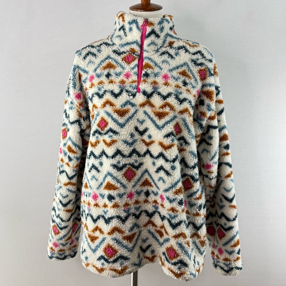Eddie Bauer Trendy Geometric Half Zip Fleece Pullover XL